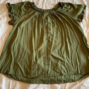 Terra & Sky Olive Green Textured Top 3x